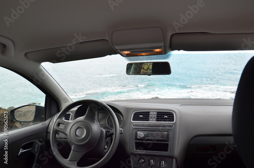 Fototapeta Naklejka Na Ścianę i Meble -  the view inside the empty car, the interior of the automobile