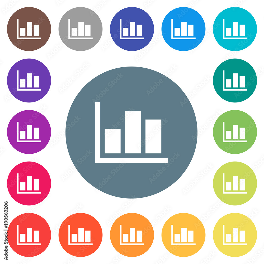 Statistics flat white icons on round color backgrounds Statistics flat white icons on round color backgrounds