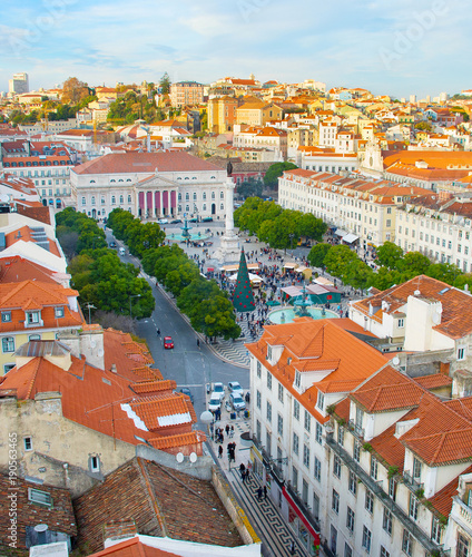 Lisbon Rossio square skylin...