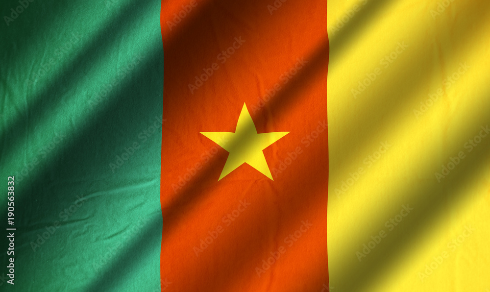 Authentic colorful textile flag of Cameroon Authentic colorful textile flag of Cameroon