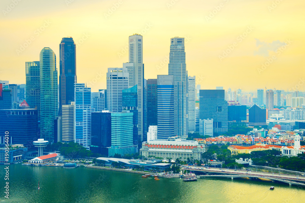 Fototapeta premium Singapore Downtown at sunset, skyline