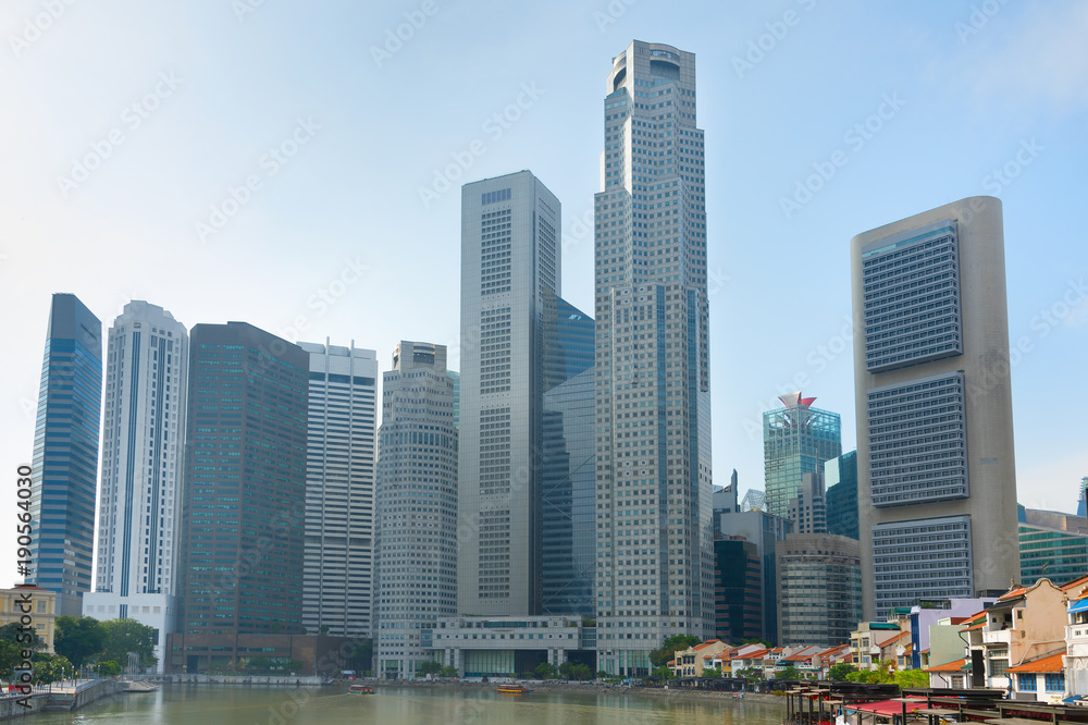 Singapore Downtown. Morning skyline