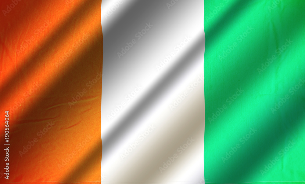 Authentic colorful textile flag of Cote d'Ivoire