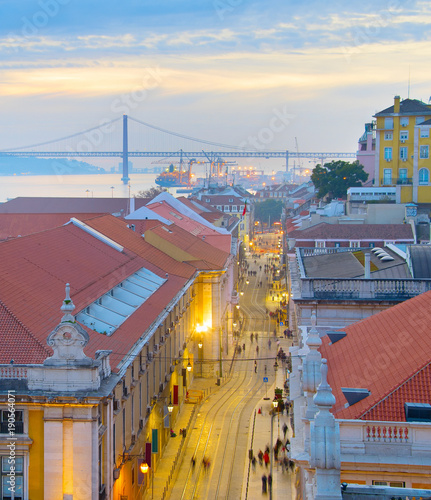 Lisbon street aerial view, ...