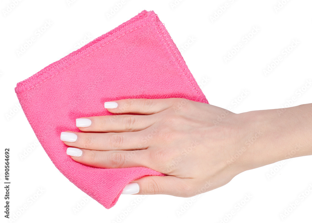 Napkin microfiber pink in hand Napkin microfiber pink in hand