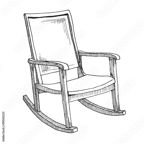 Rocking chair isolated on white background. Sketch a comfortable chair. Vector illustration