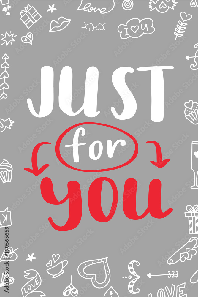Hand drawn poster with love elements. Brush calligraphy. Happe Valentines Day. Vector illustration Hand drawn poster with love elements. Brush calligraphy. Happe Valentines Day. Vector illustration