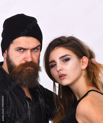 Rock and roll. Rock lovers fashion. Girl and bearded man