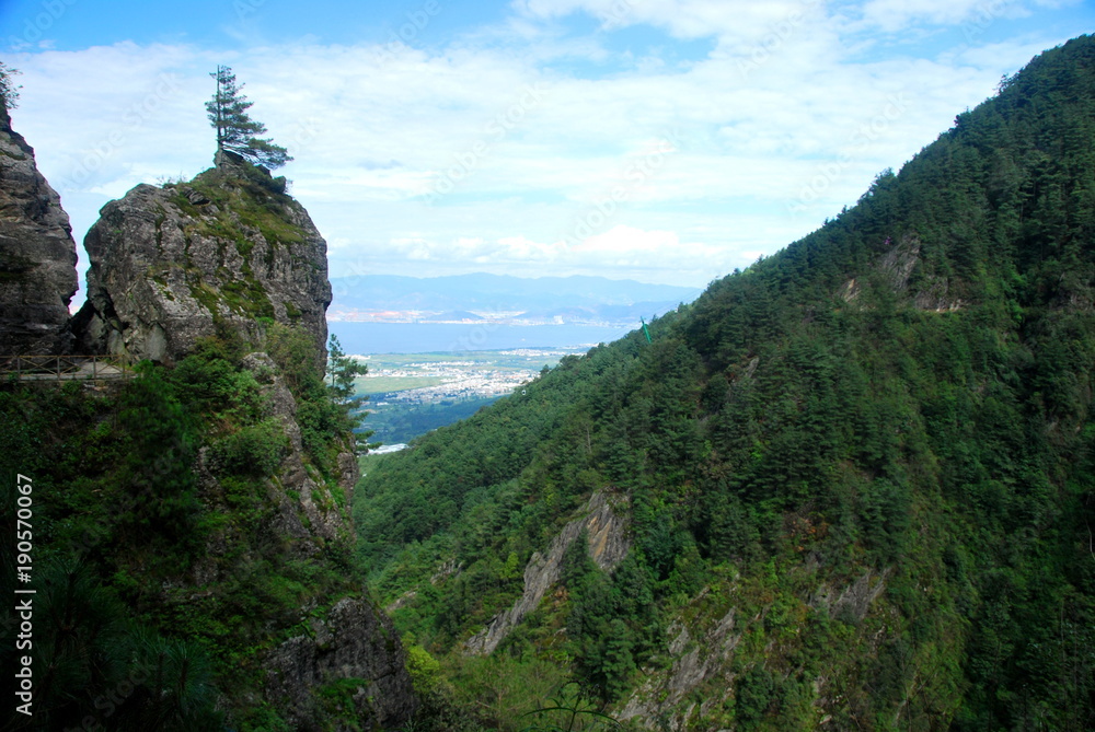 A spectacular view of Dali as seen from Mount Cangshan in Yunnan, China