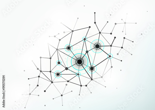 Network concept connections with lines, circles and dots