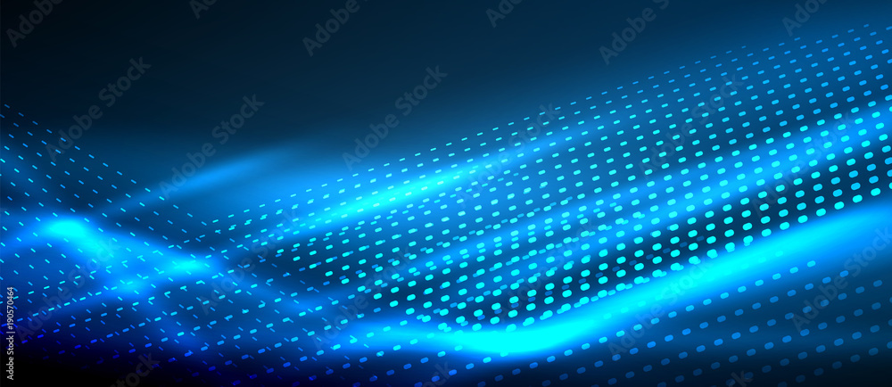 Obraz premium Neon smooth wave digital abstract background