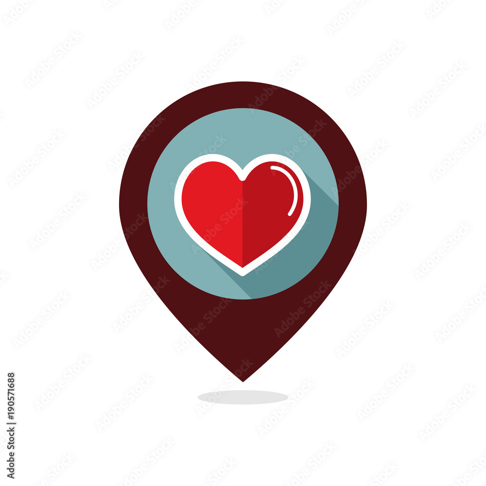Heart pin map icon, Love symbol Valentine Day Heart pin map icon, Love symbol Valentine Day