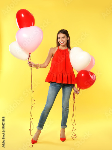 Romantic young woman with h...