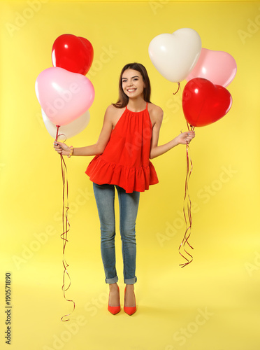 Romantic young woman with h...