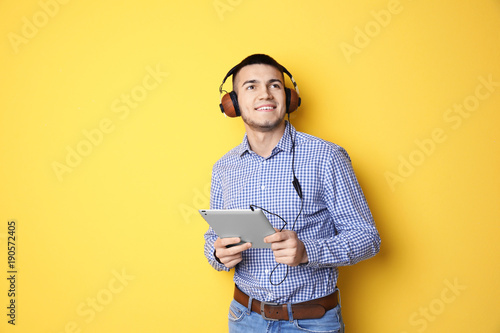 Man listening to audiobook ...