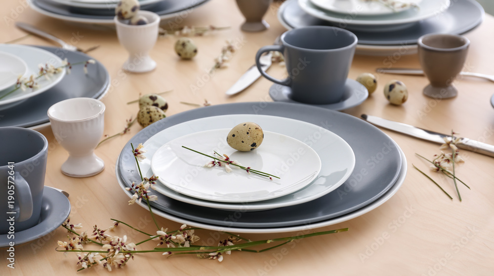 Beautiful festive Easter table setting Beautiful festive Easter table setting