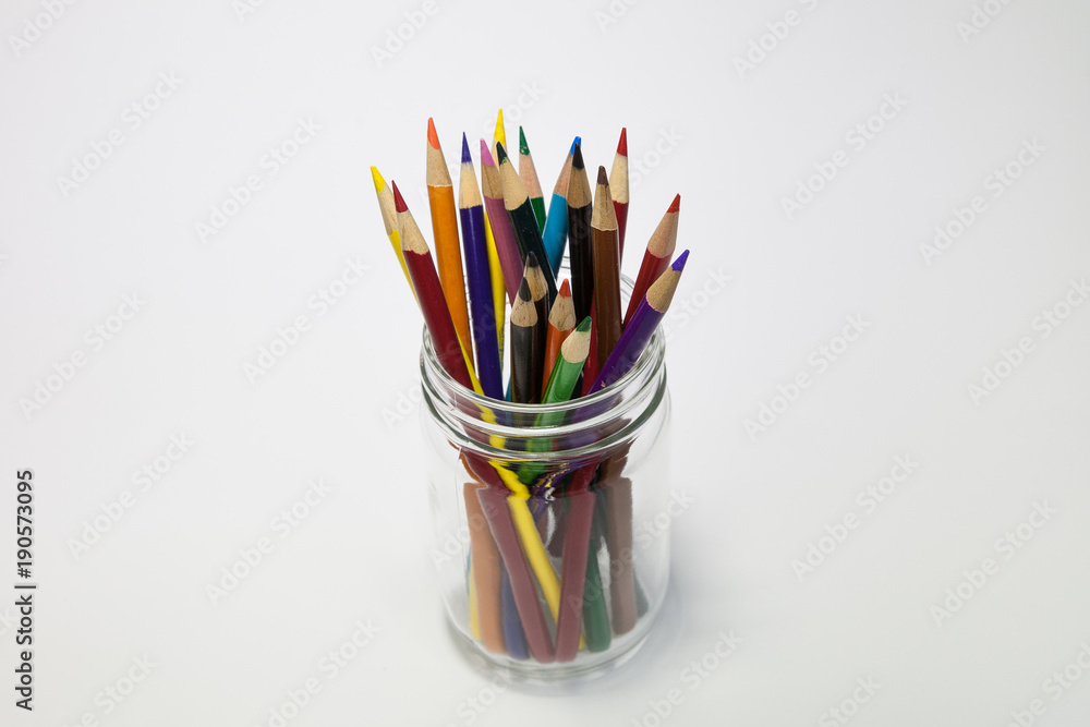 Colored pencils in a jar Colored pencils in a jar