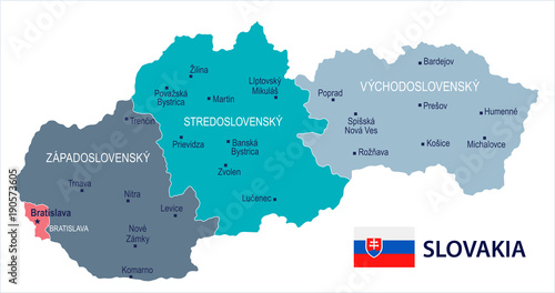 Fototapeta Slovakia - map and flag - Detailed Vector Illustration