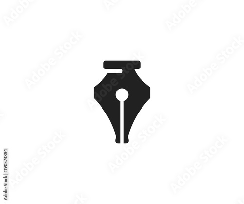 Fountain pen logo template. Pen nib vector design. Writing tool illustration
