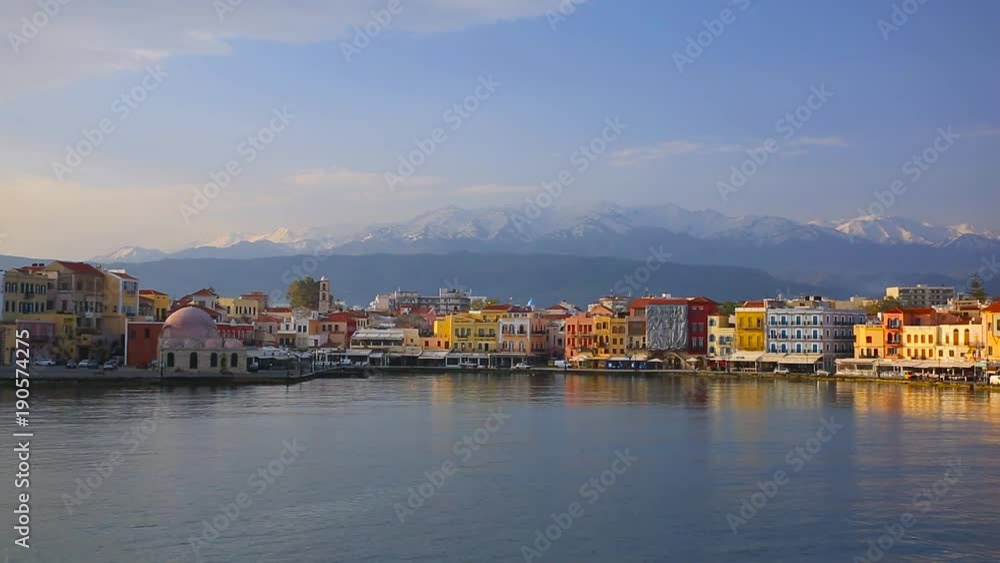 Old Venetian port of Chania at dawn, Crete. Greece Old Venetian port of Chania at dawn, Crete. Greece