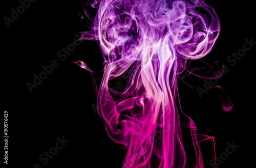 Colored smoke on black background