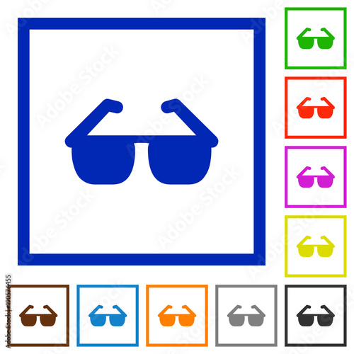 Sunglasses flat framed icons