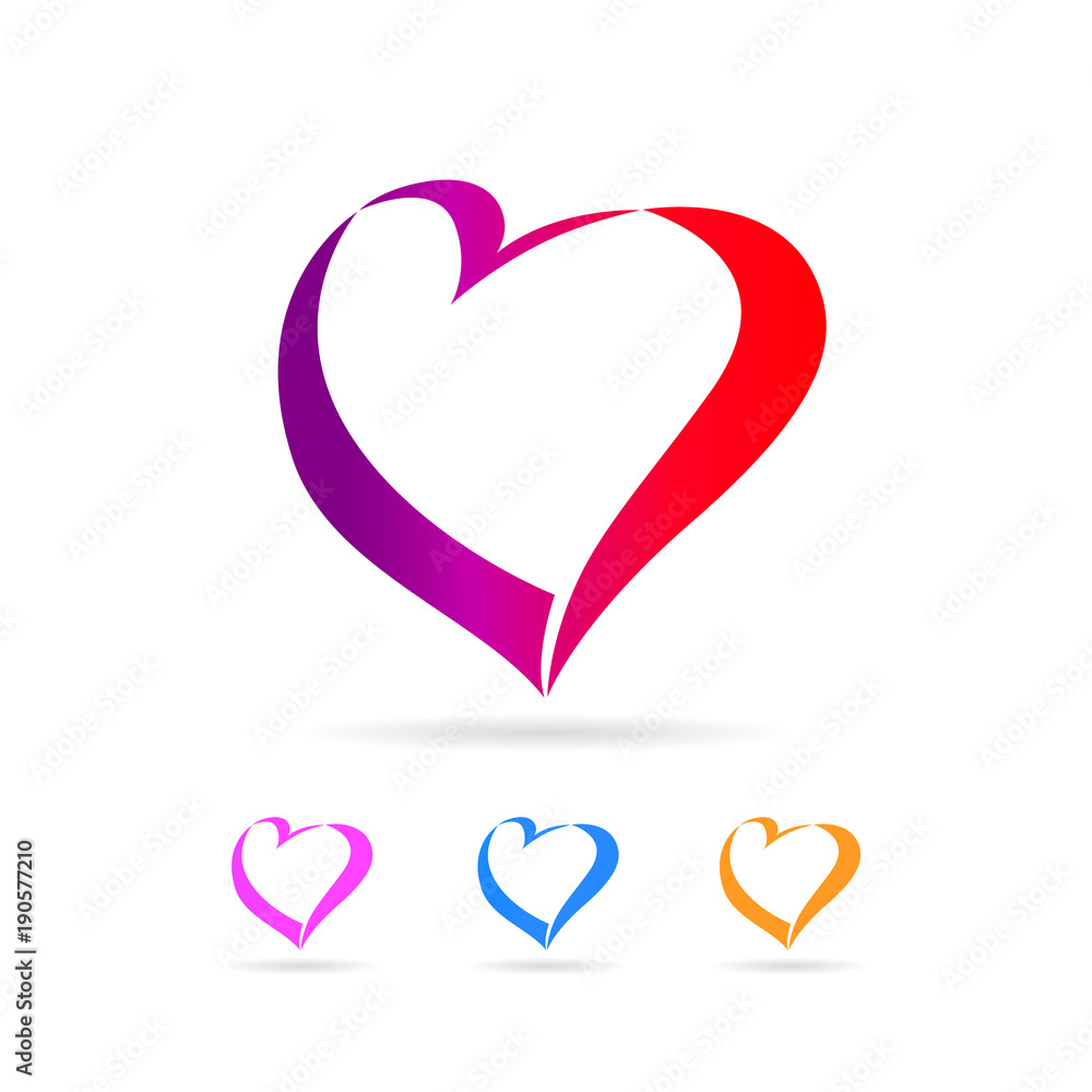 Colored heart love icon. Vector design colorful hearts elements for Valentine's day