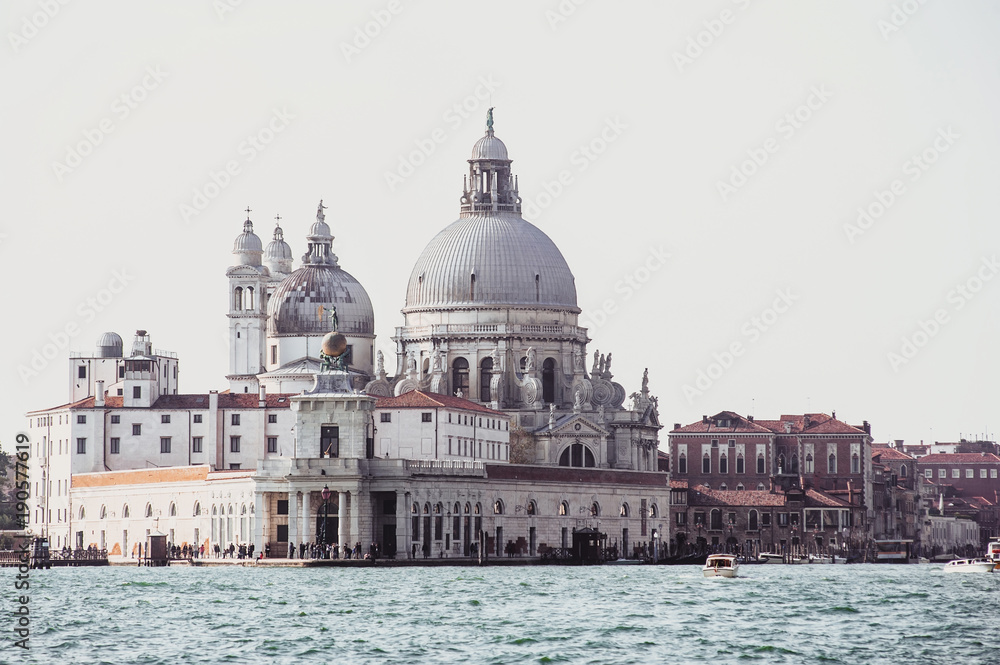 Venice, Italy. view on Santa Maria della Salute. vintage toned picture