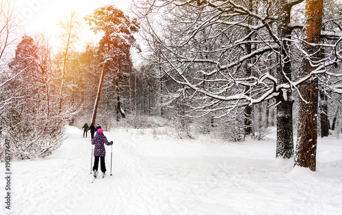 Group of teens on cross country skiing