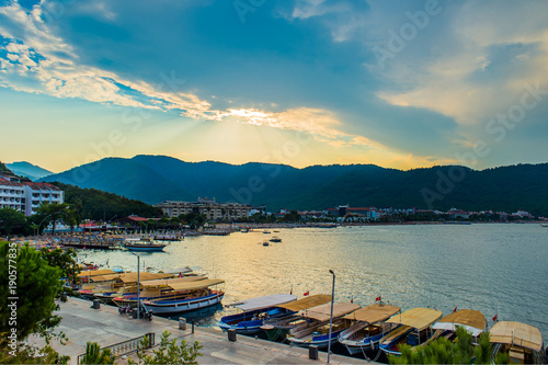 Fototapeta Naklejka Na Ścianę i Meble -  Icmeler Beach: Popular beach destination in Marmaris, Turkey