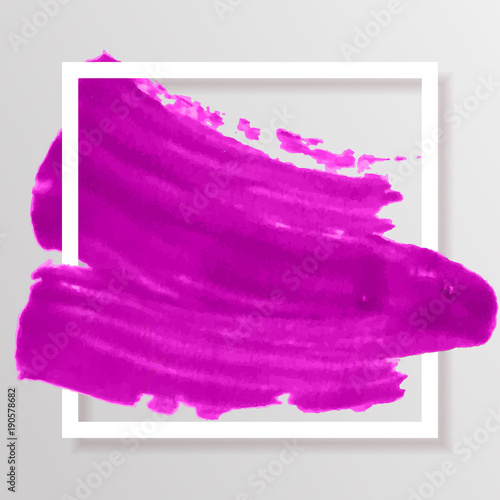 Purple grunge texture in a frame. Brushstroke. Smear with an artistic brush. A brilliant festive pattern. Light background. Vector abstract image