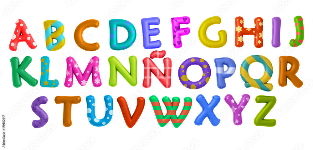 Letras del abecedario de colores en 3D ilustración de Stock | Adobe Stock