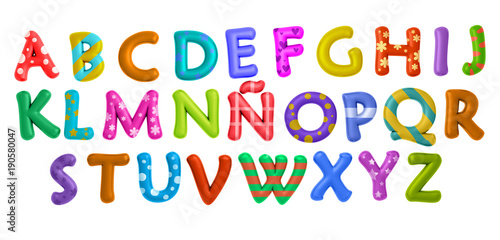 Letras del abecedario de colores en 3D