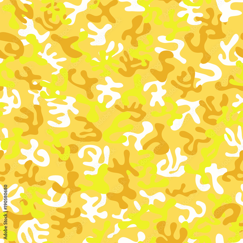 Seamless yellow, white and orange military camouflage pattern for desert disguise - Eps10 vector graphics and illustration Seamless yellow, white and orange military camouflage pattern for desert disguise - Eps10 vector graphics and illustration