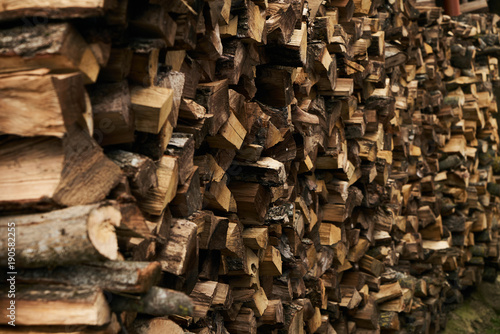 Close-up of a firewood pile