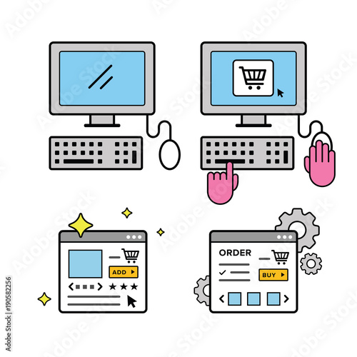 Online shopping on a desktop computer