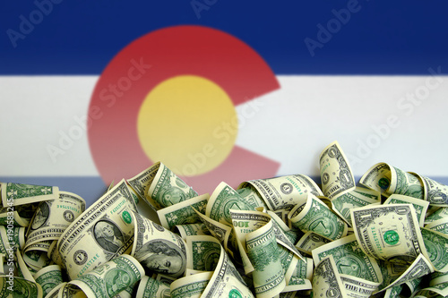 Colorado flag, USA with US Dollars