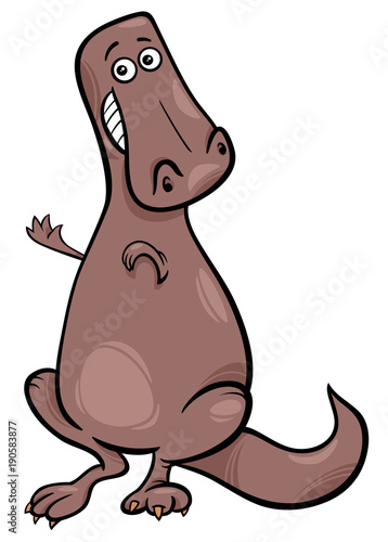 cartoon illustration of funny dinosaur character