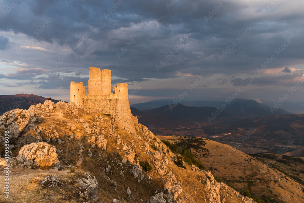 Rocca Calascio, an old medieval fortress in the mountains of Abruzzo