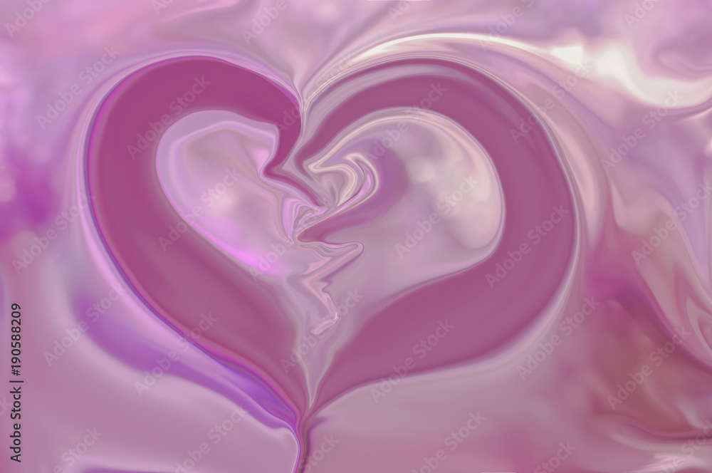 Digital blurred background with broken heart pictured with grunge flow
