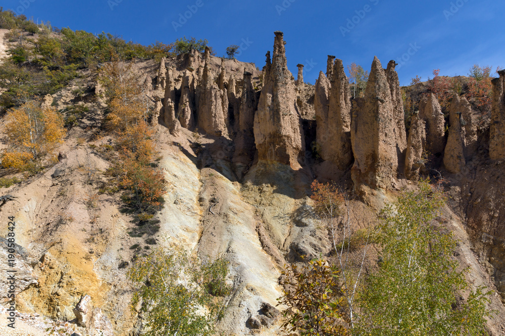 Amazing Autumn Landscape of Rock Formation Devil's town in Radan Mountain, Serbia