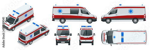 Ambulance Car. An emergency medical service, administering emergency care to those with acute medical problems. photo