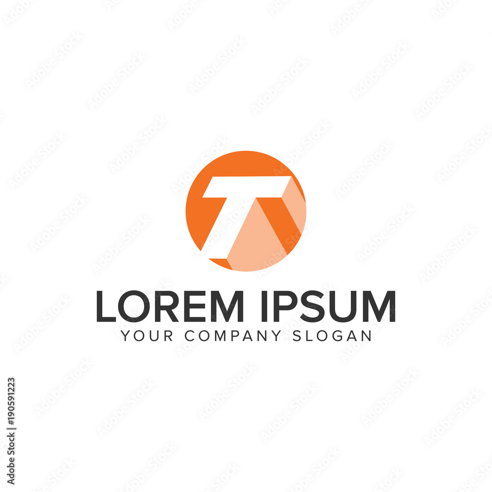 letter T circle shadow logo. negative space design concept template. fully editable vector letter T circle shadow logo. negative space design concept template. fully editable vector
