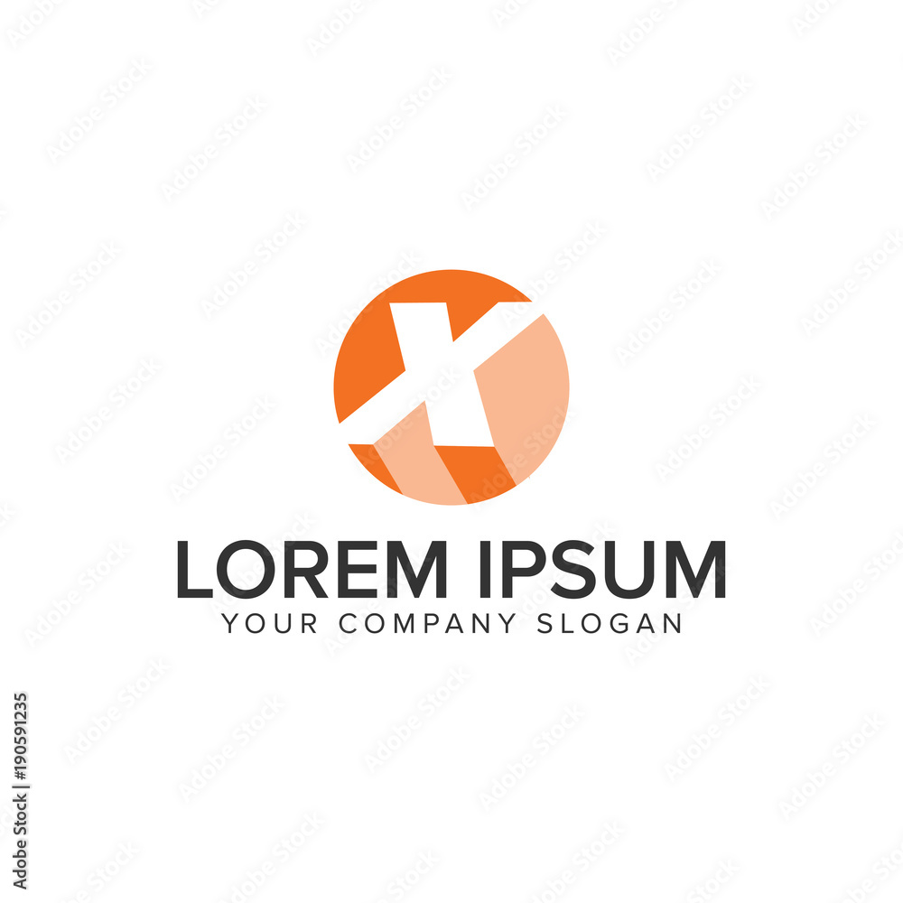 Obraz premium letter X circle shadow logo. negative space design concept template. fully editable vector