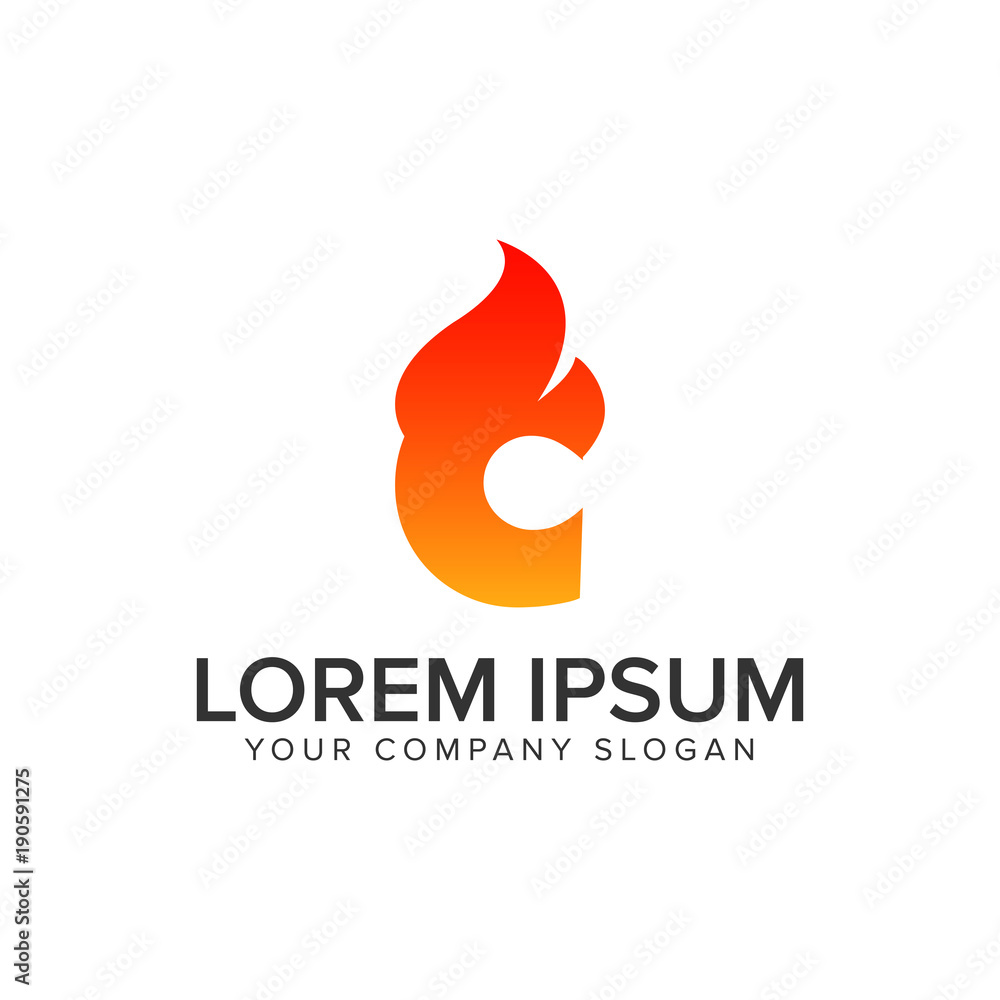 Obraz premium letter C ignition Flame logo design concept template. fully editable vector