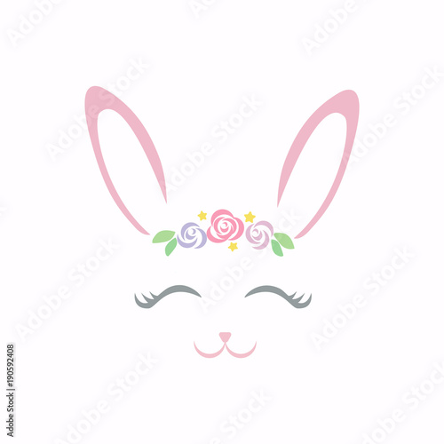 Cute bunny smiling face vector.