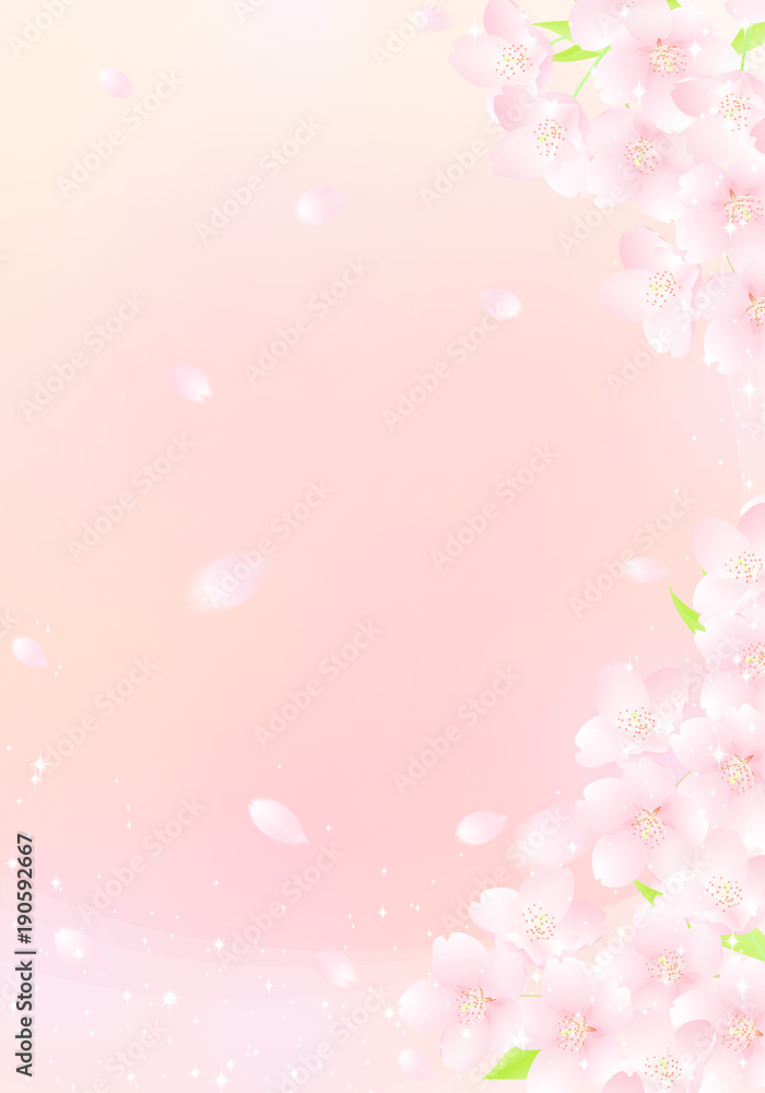 青空と桜吹雪　キラキラ　イラスト