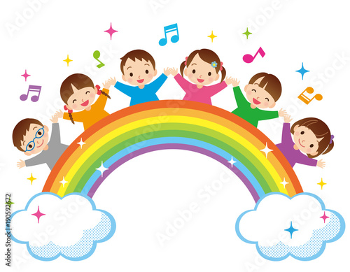 虹と子供たち