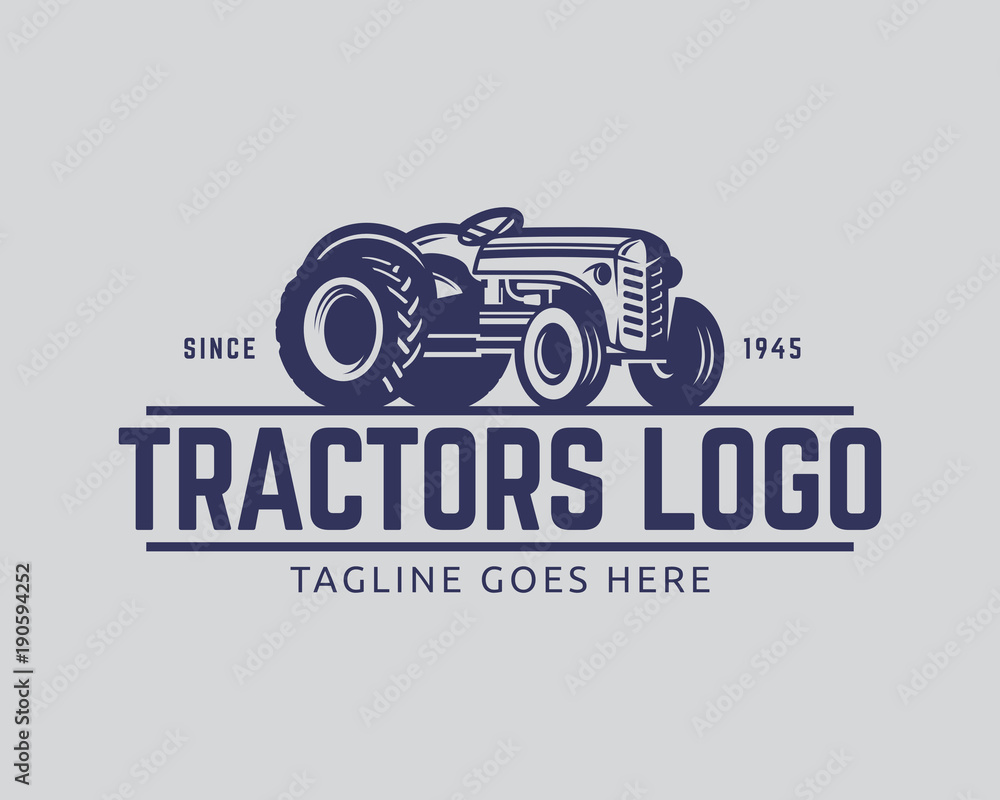 Obraz premium Collection of Tractor and farm logo template, vector set, vector pack