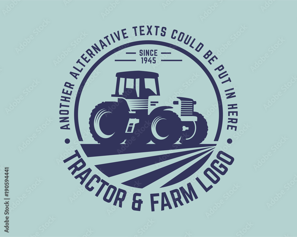 Fototapeta premium Collection of Tractor and farm logo template, vector set, vector pack